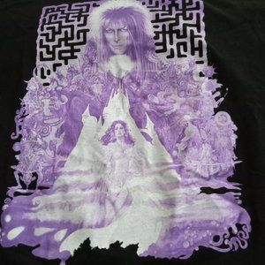 Men's Xl David Bowie The Labrynth Black T Shirt w/ Purple Graphics